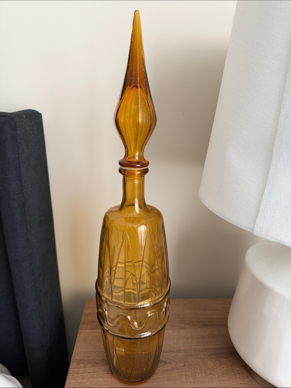 VTG Italian Amber Glass Genie Bottle Empoli